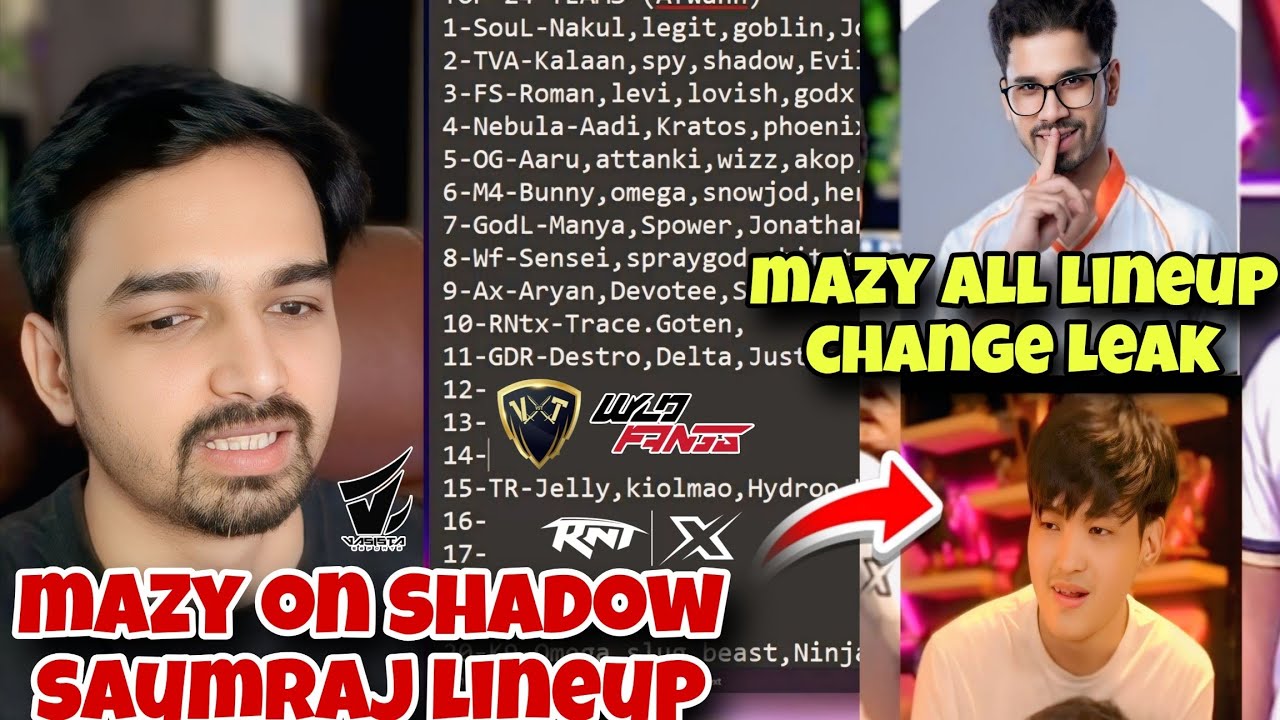 Mazy On Shadow Saumraj New Lineup 🚨  Mazy All Lineup Changes Leak 🚨 Ve Lineup Leak 🚨