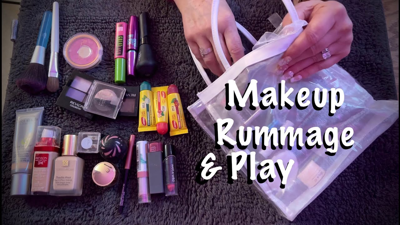 ASMR Request/Makeup rummage (No talking) Heavy plastic makeup bag (Whispered version tomorrow)