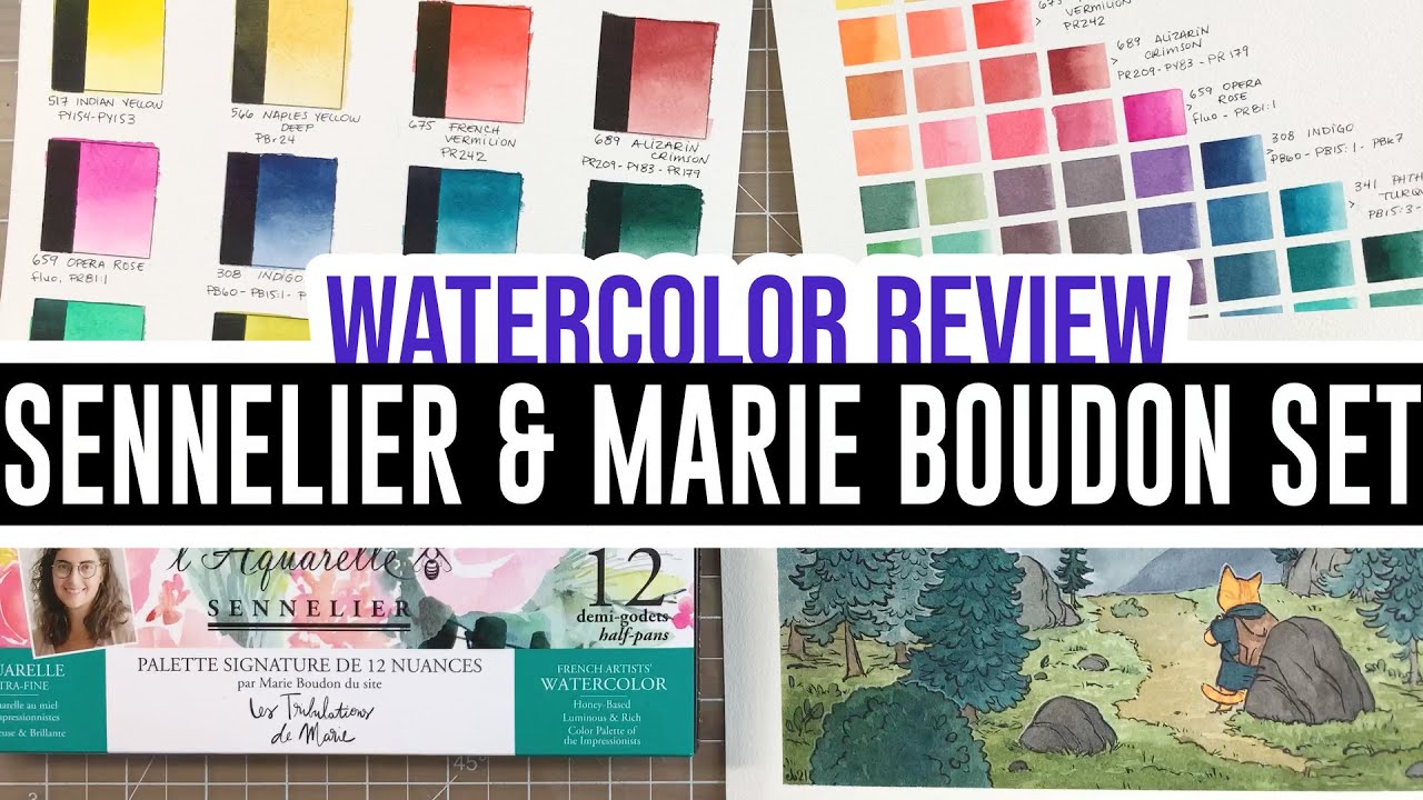 Review & Demo - Sennelier Marie Boudon Watercolor Set of 12 Colors 🎨