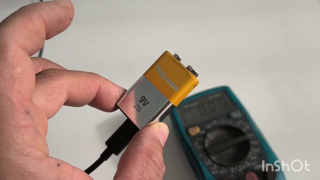 Bateria recarregável 9v Green, carregando no USB