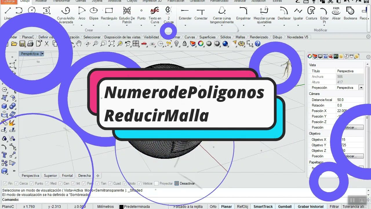 Rhino3D Tutorials - Reducir Malla, Numero de Poligonos