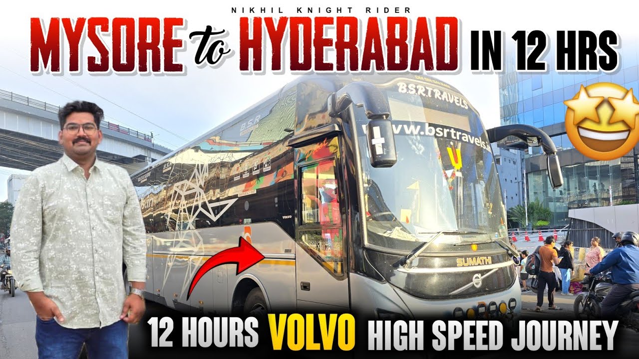 [4K] ПУТЕШЕСТВИЕ НА АВТОБУСЕ ИЗ МАЙСОРА В ХАЙДАРАБАД | BSR Travels VOLVO 9600S AC Sleeper 🚌 Видео...