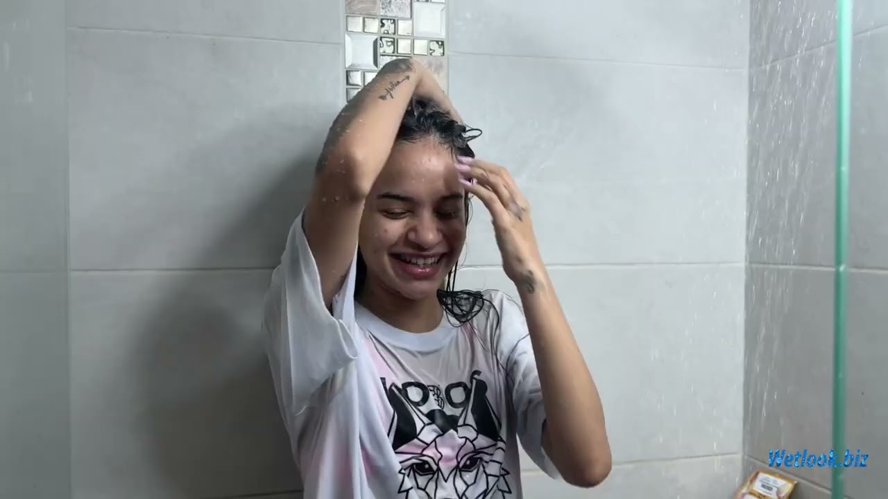 Wetlook Shower Transformation in White Outfit | Soaked Clothes Experience