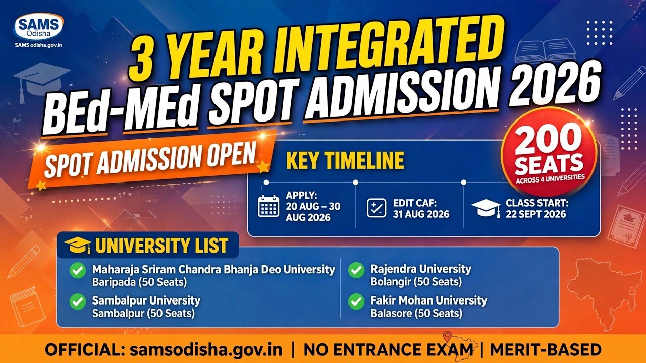 3 Year Integrated BEd MEd Spot Admission Details, Reporting Details 2026//Integrated BEd MEd Updates