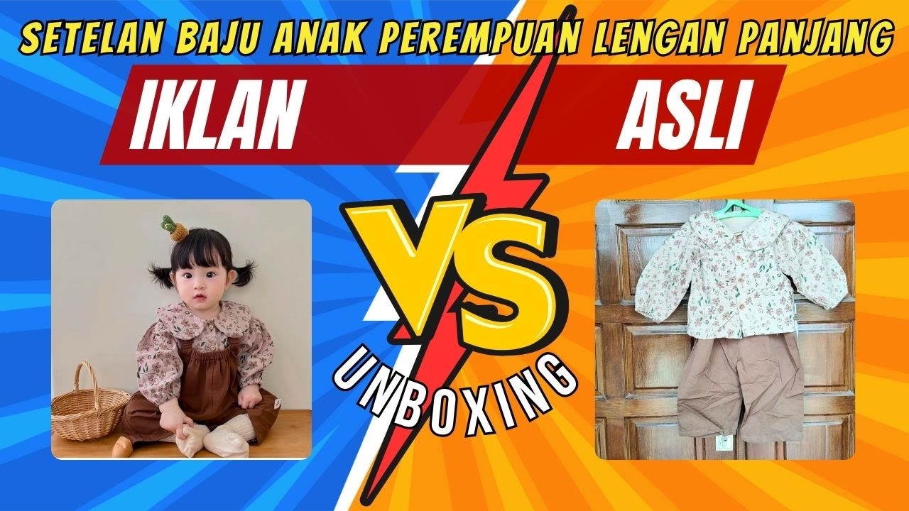 Setelan Baju Anak Perempuan Motif Bunga Ala Korea | Lengan Panjang Usia 1–5 Tahun | Unboxing