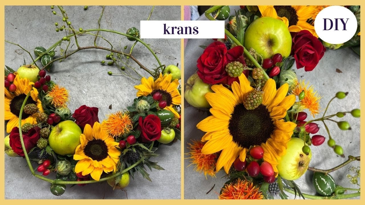 Hoe maak je deze mooie krans 🌻 | Cursus Bloemschikken #308 | Carlein Tukkers
