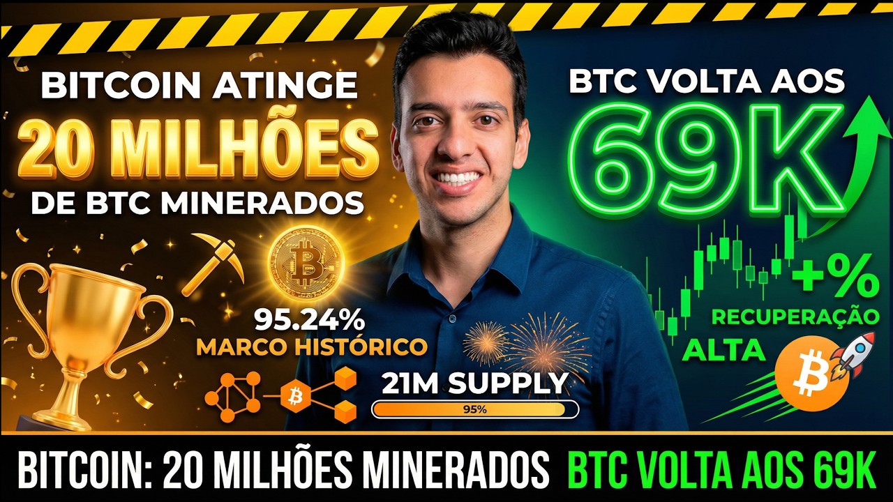 Bitcoin atinge 20 MILHÕES de BTC minerados | BTC volta aos 69K