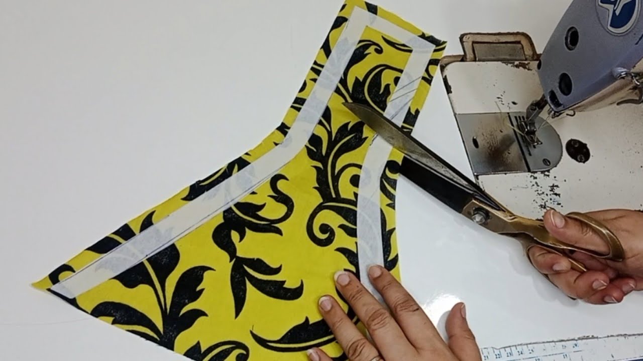 neck design cutting and stitching//new,latest,fabric Patti neck design 2023(salma designing ideas)