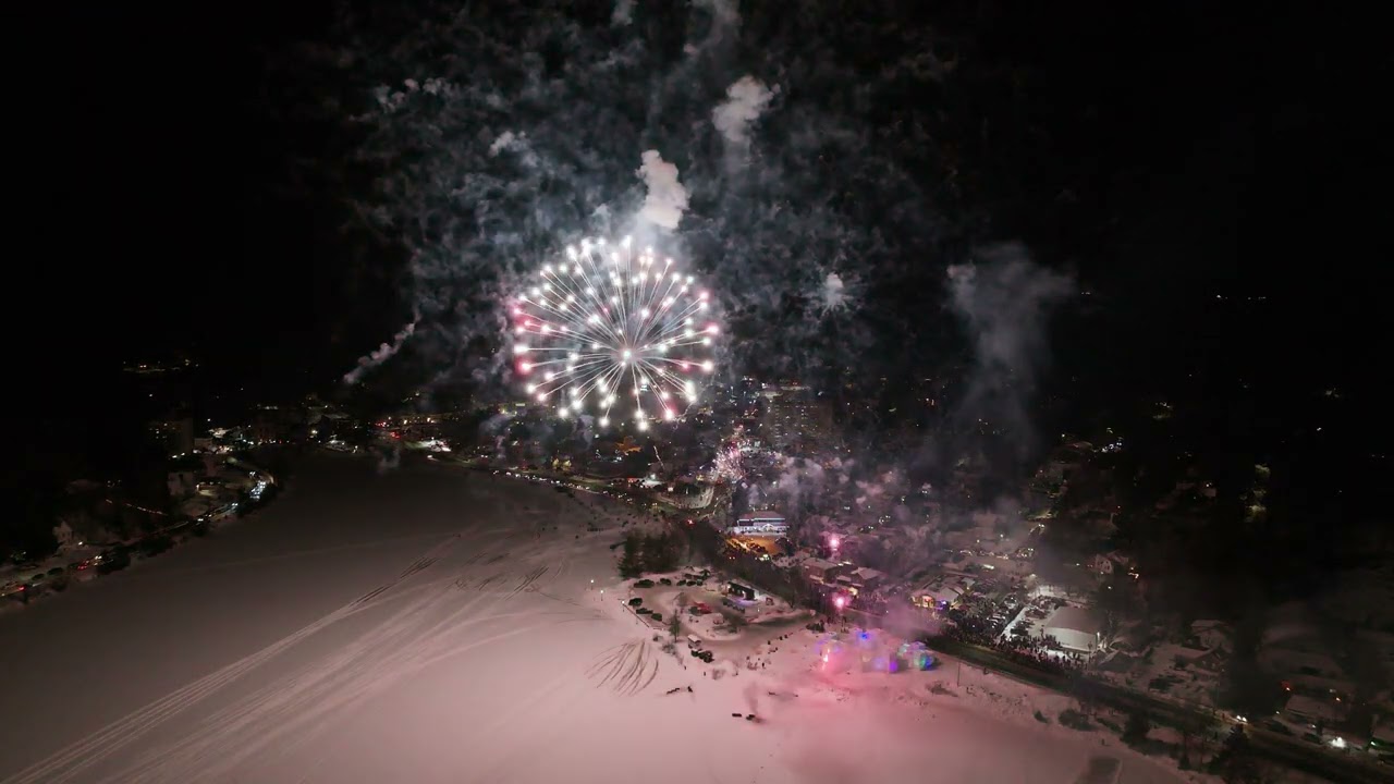 The 2025 Saranac Lake Winter Carnival opening fireworks by drone.