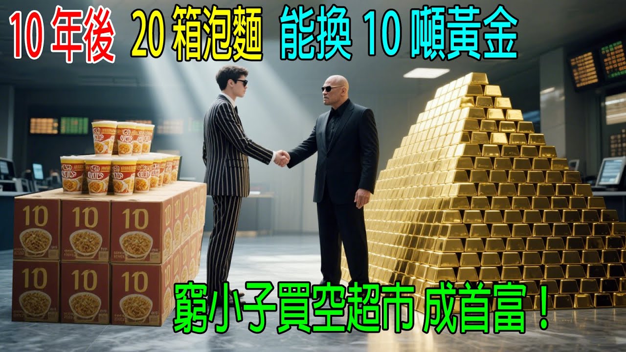 10年後，20箱泡麵，能換10噸黃金，窮小子買空超市，成世界首富！