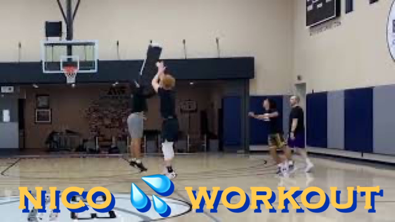 📺 Nico Mannion workout w. Vaughn Compton, pre-Draft, dunking/dribbling/shooting 3s (2-way contract)