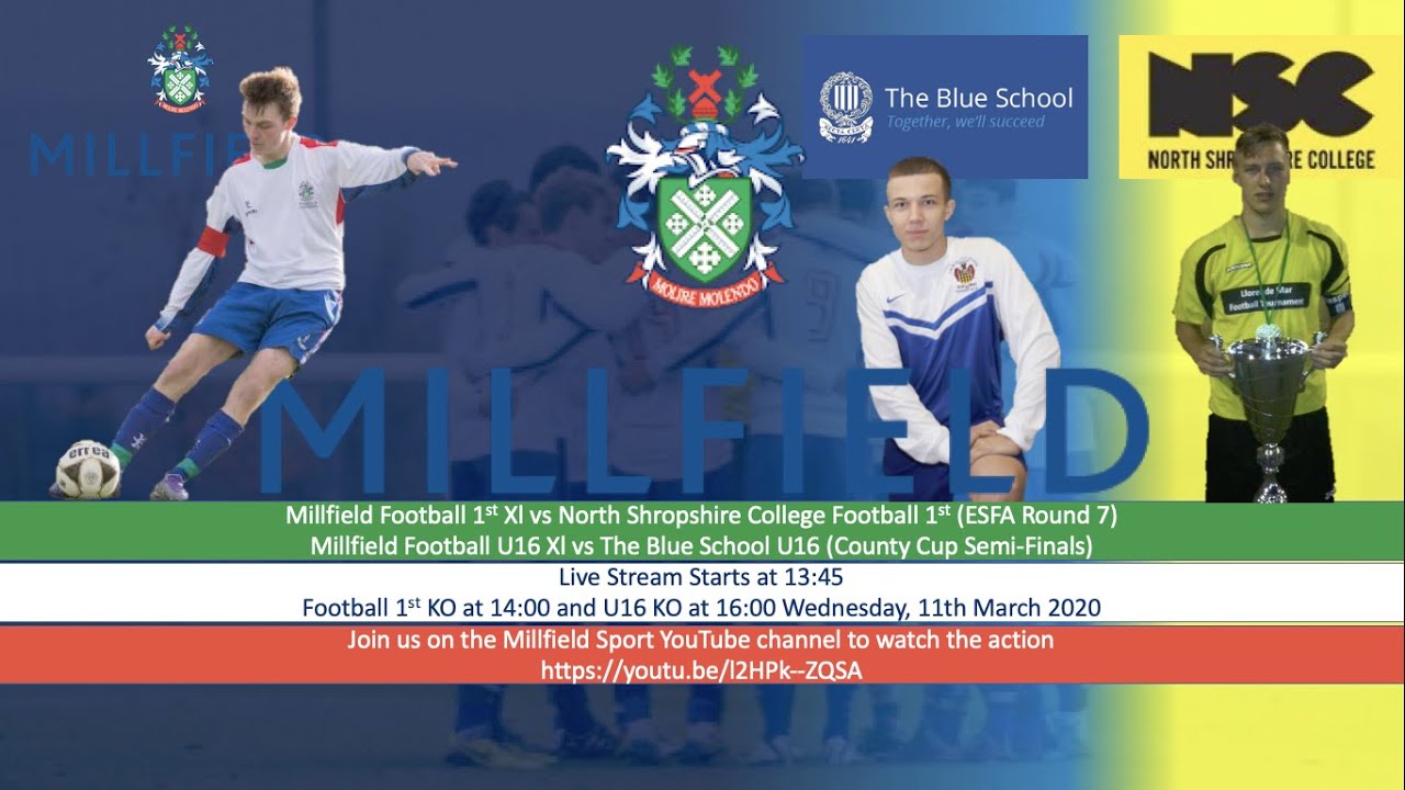 Millfield Football vs North Shropshire College Football 1st & The Blue School U16 11/03/20
