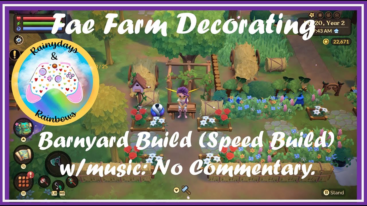 Fae Farm Speed Build Ep. 2 Decorating My Barnyard Farm (w/music no commentary)