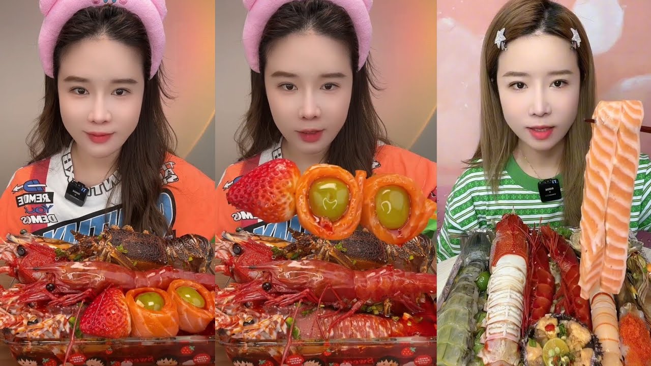 Mukbang #271:Eat seafood lobster 🦞 red devil shrimp 🍤 salmon shrimp 🍤🤤#mukbang #yummy #delicious 