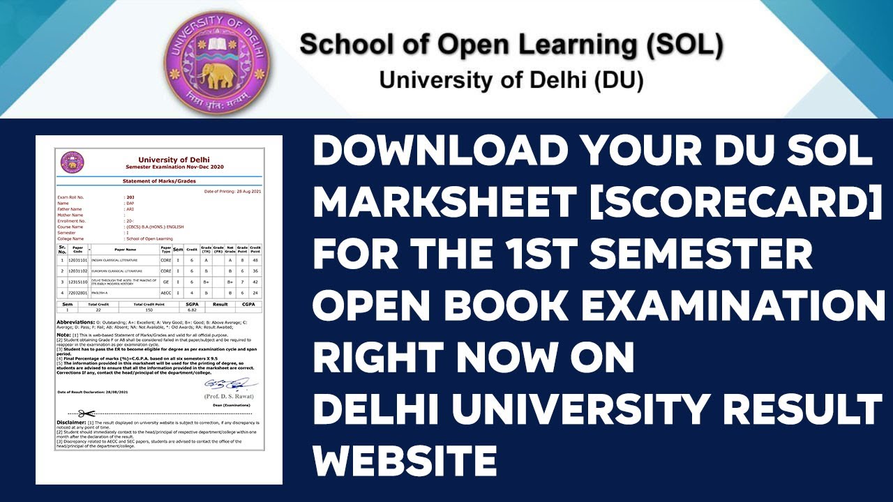 DU SOL 1st Semester OBE Result Declared 2021 |  B.Com, B.Com(H), BA(H) Pol Science, BA(H) English
