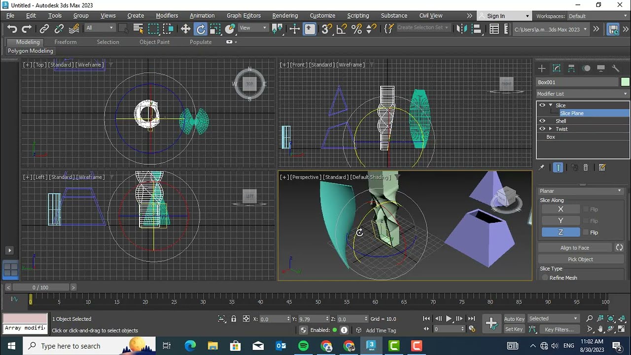 3ds Max Parametric Deformers: Twist, Shell and Slice