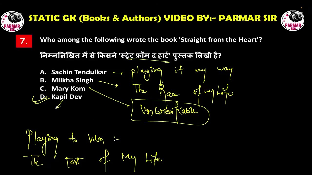 Books And Authors Top Questions PYQ