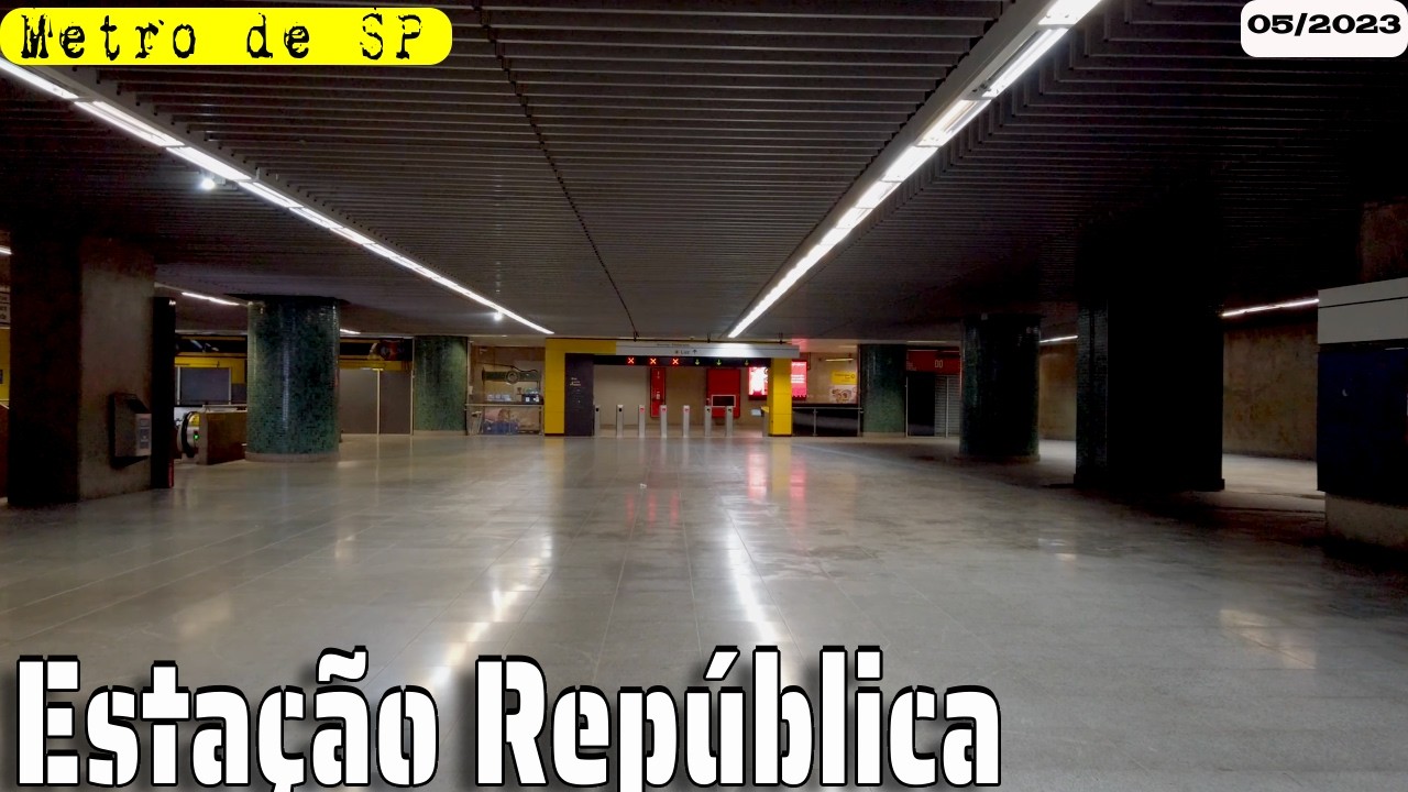 Estação Republica do metrô entre as linhas 3 vermelha e 4 amarela
