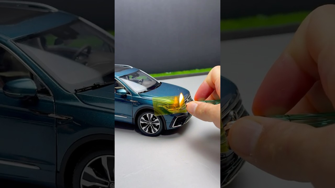 We cover the window film for Volkswagen Tiguan headlights like the real thing #car #cars #diecast