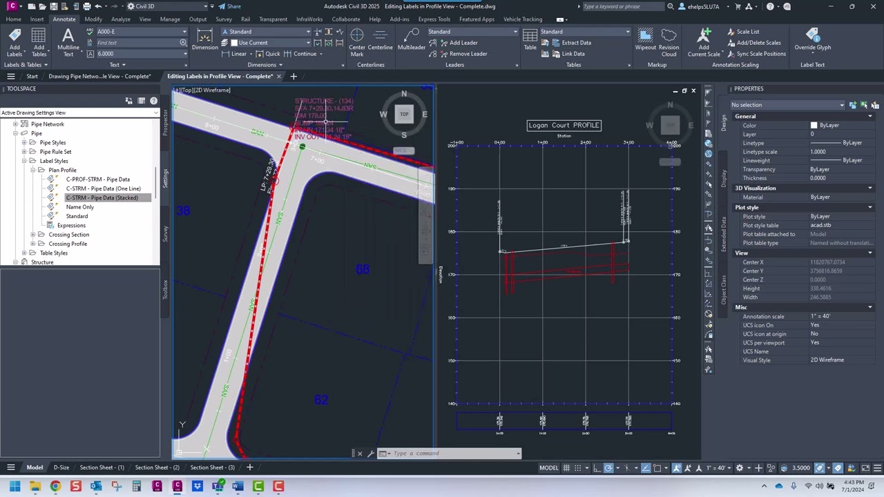 How to Add Pipe Network labels in Civil 3D