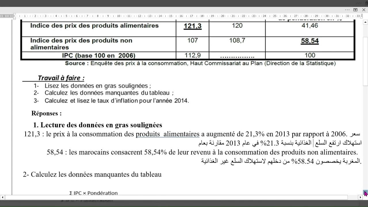 Exercice 4 corrigé cas d inflation (2bac econoie ) 