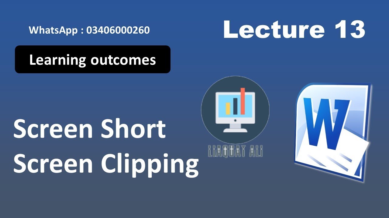Screen Short/Screen Clipping in ms word 2016 Urdu/Hindi(Lecture 13)