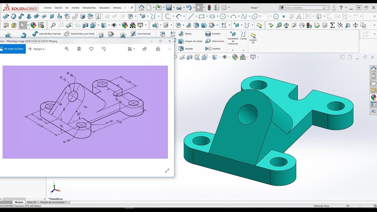 Tutorial solidworks 2018, ejercicios básicos, croquizado, extruccion y uso de planos de referencia