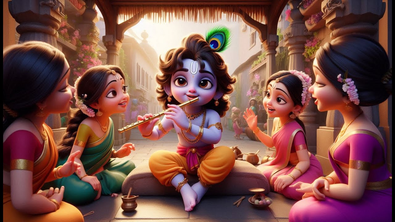 🌸 Cute Krishna Lullaby | Shree Krishna Govind Hare Murari | Little Krishna Bhajan for Peace & Sleep