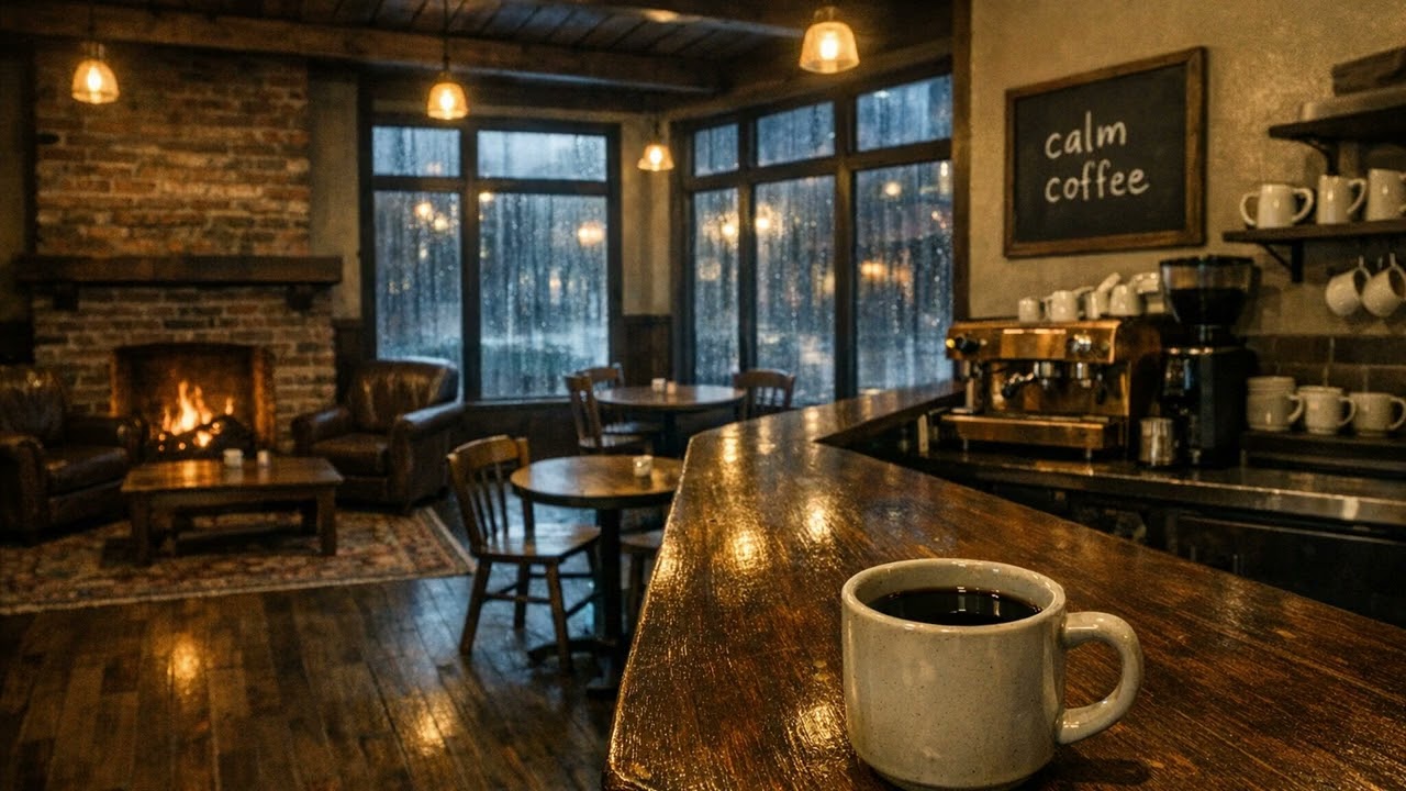 rainy day inside by the fireplace | cafe jazz to make the day go slow