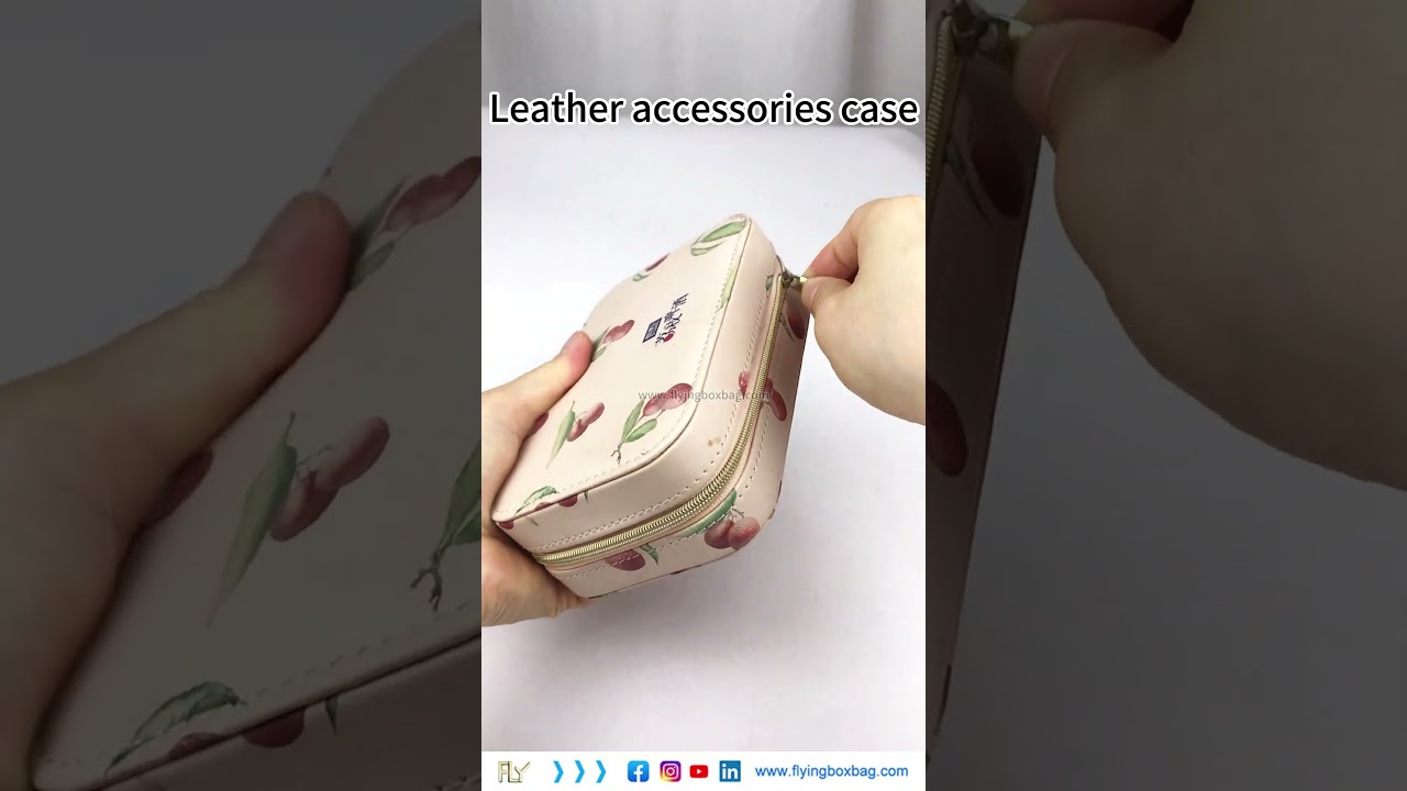 Leather Zippered Oval Storage Box for Cosmetics and Jewelry. #leatherbox #packagingfactory #paperbox