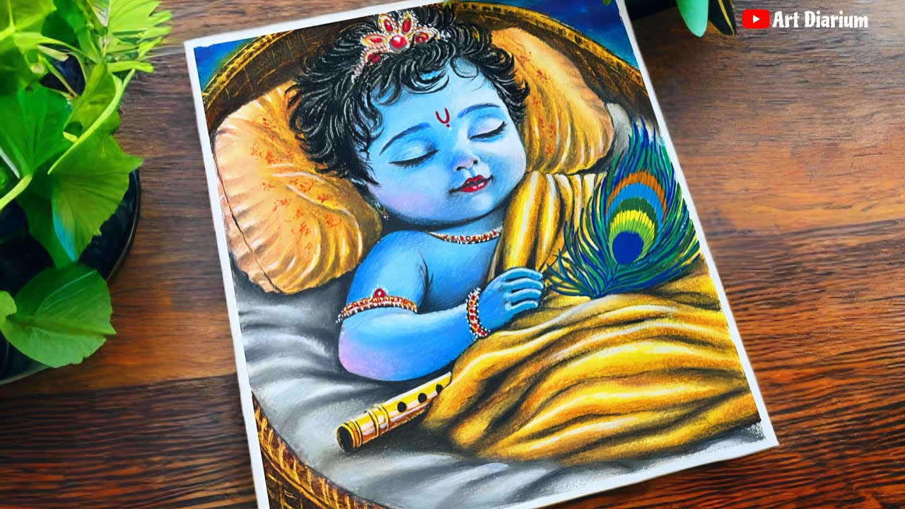 Krishna Drawing Part - 2 | Easy Oil Pastel Coloring Tutorial | Art for Beginners