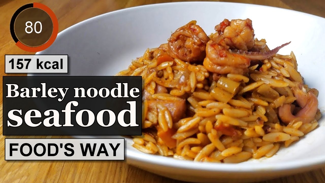 Barley noodle seafood or orzo giouvetsi with two ingredients (shrimp & squid) | Greek Food’s Way