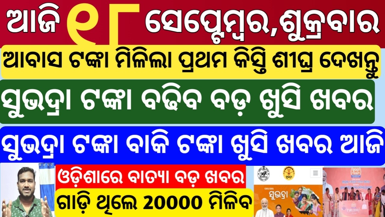 today's morning news odisha | 18 september 2026 | Subhadra Yojana | Groww app trade mutual fund sip