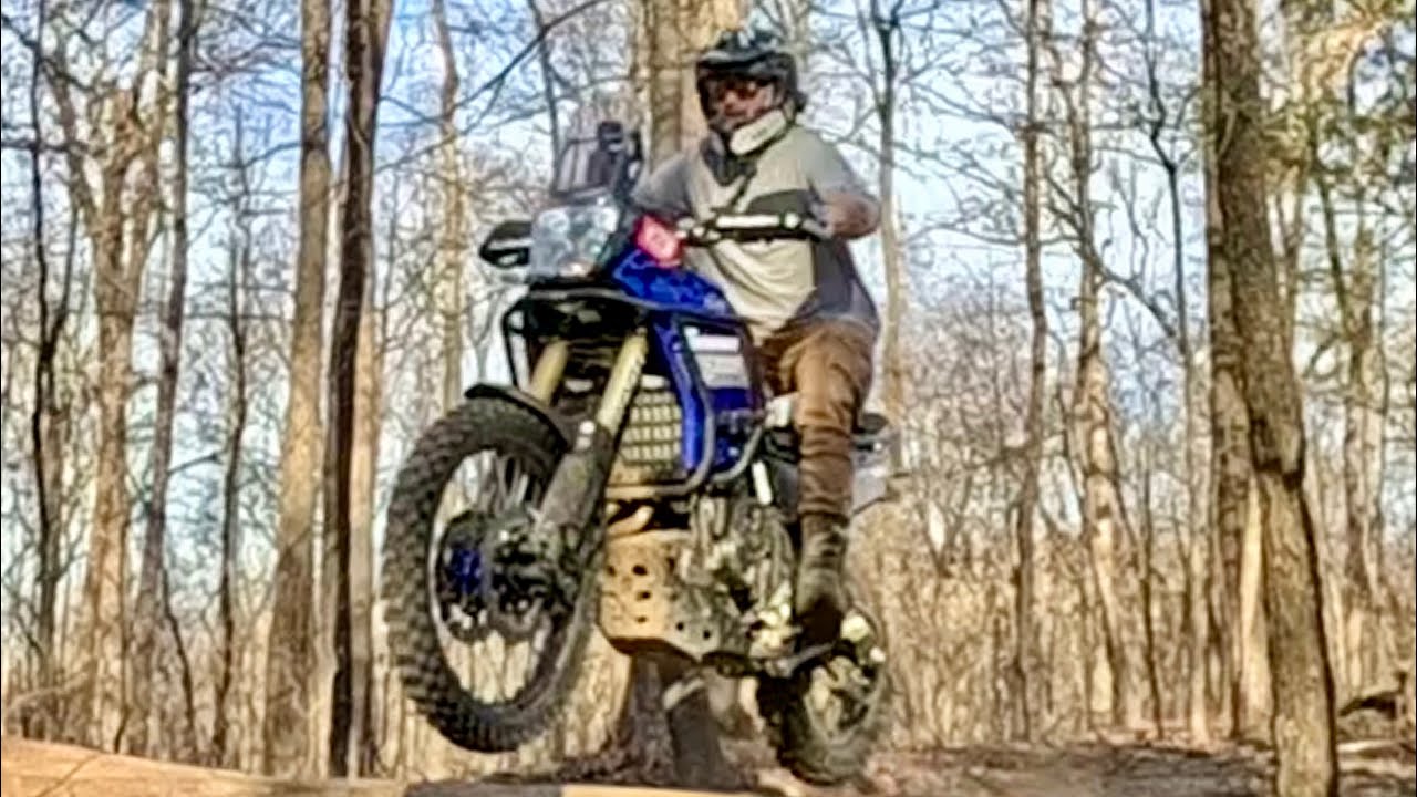 Tenere 700 takes on single track at Turkey Bay ohv park 