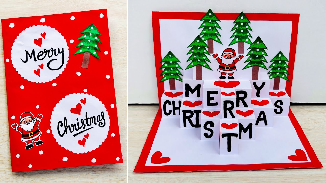 DIY Christmas pop-up card // Christmas greeting card making easy // Merry Christmas card