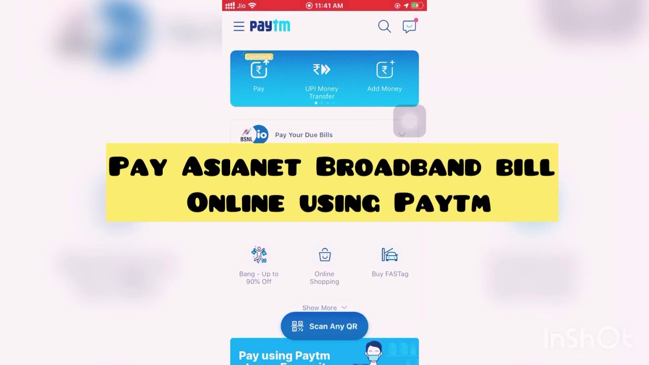 Pay Asianet Broadband bill Online using Paytm