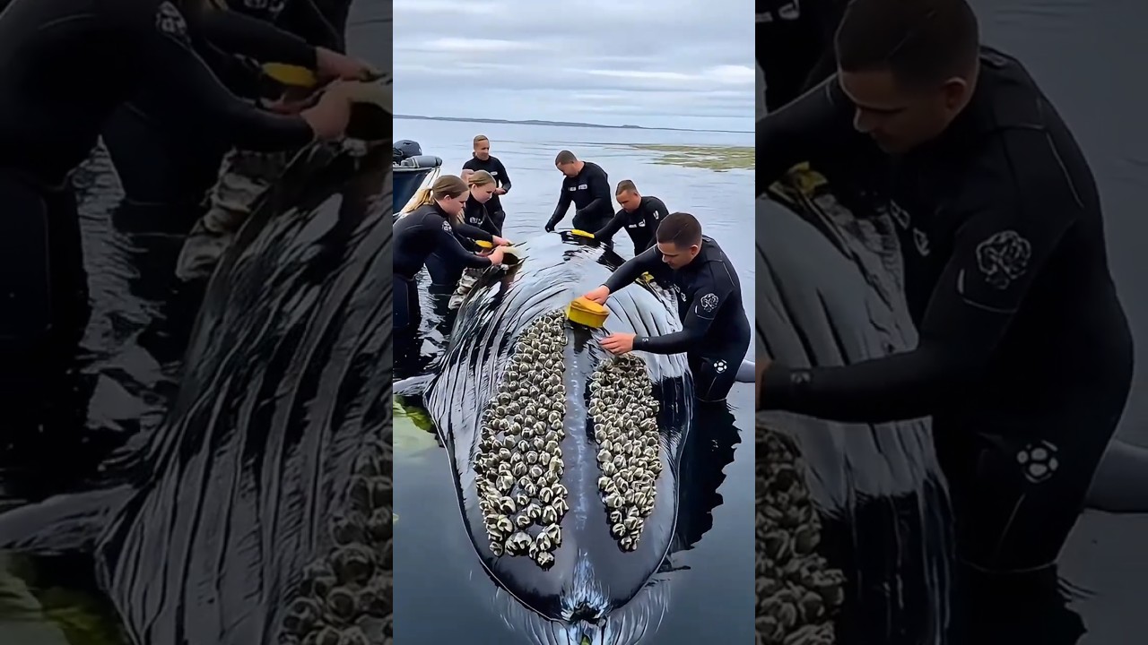 Rescuing a Giant Whale: Saving It from Parasites and Debris #shorts