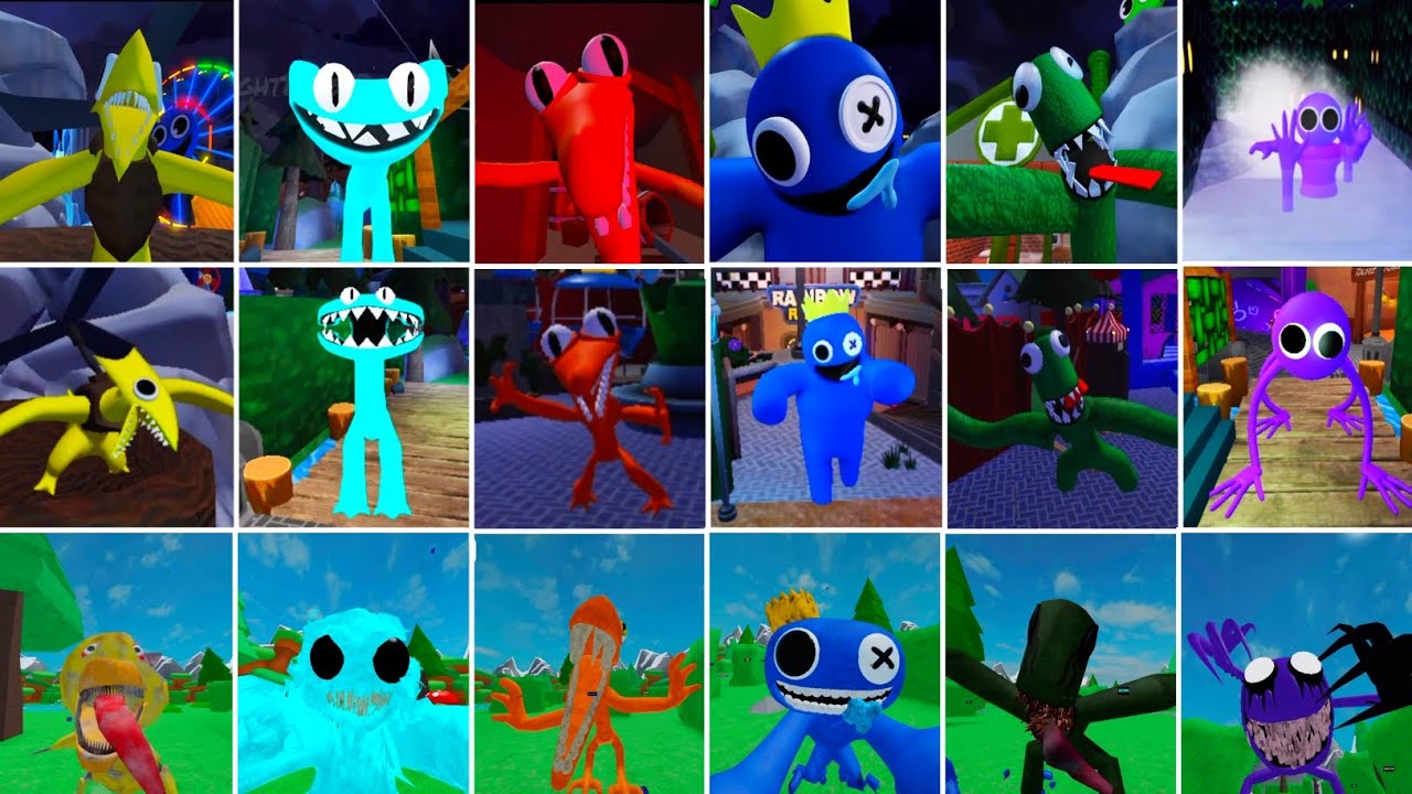 Rainbow friends chapter 2 all Monsters Jumpscars V's Accurate Roleplay V's Hungry friends Jumpscars 