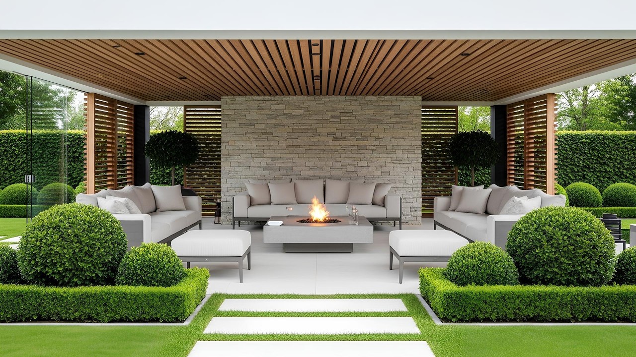 Elegant Outdoor Patio With Fire Pit