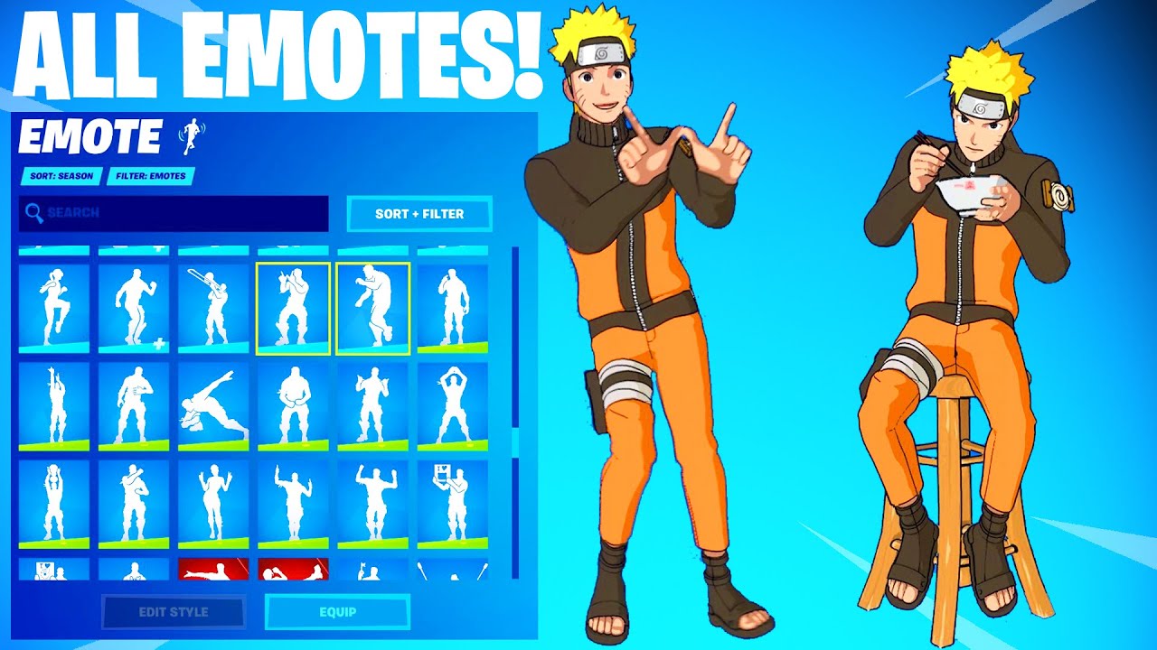 NARUTO Skin Showcase with All Fortnite Dances & Emotes!