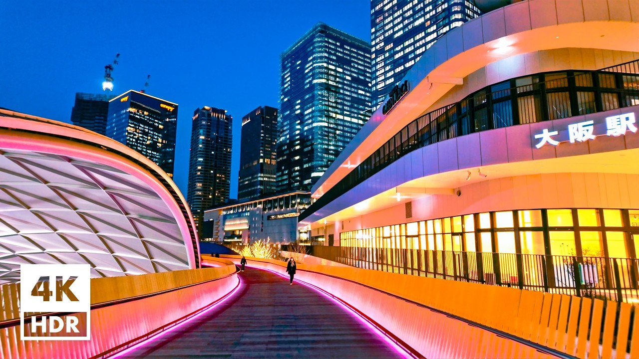 Twilight in Osaka, from Juso to Umeda | 4K HDR, Binaural Japan Ambience【01/22/2025】