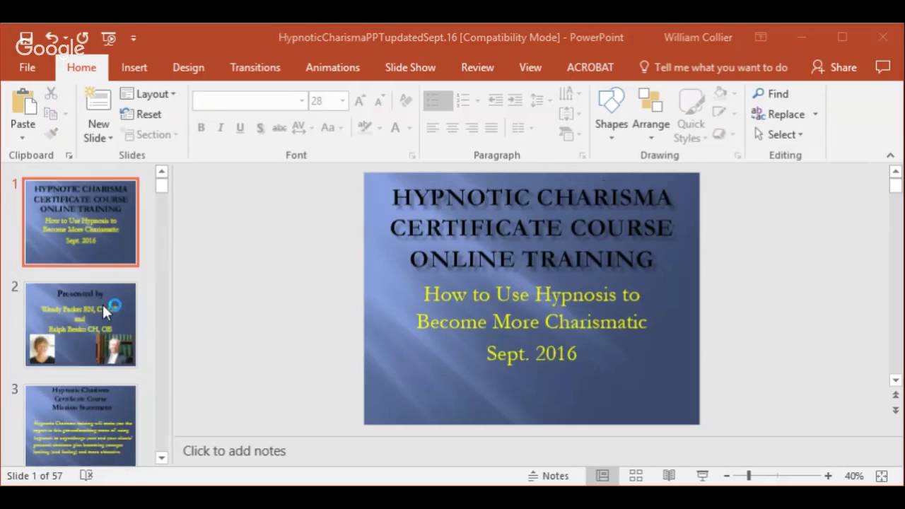 Hypnotic Charisma Certification Sessions One