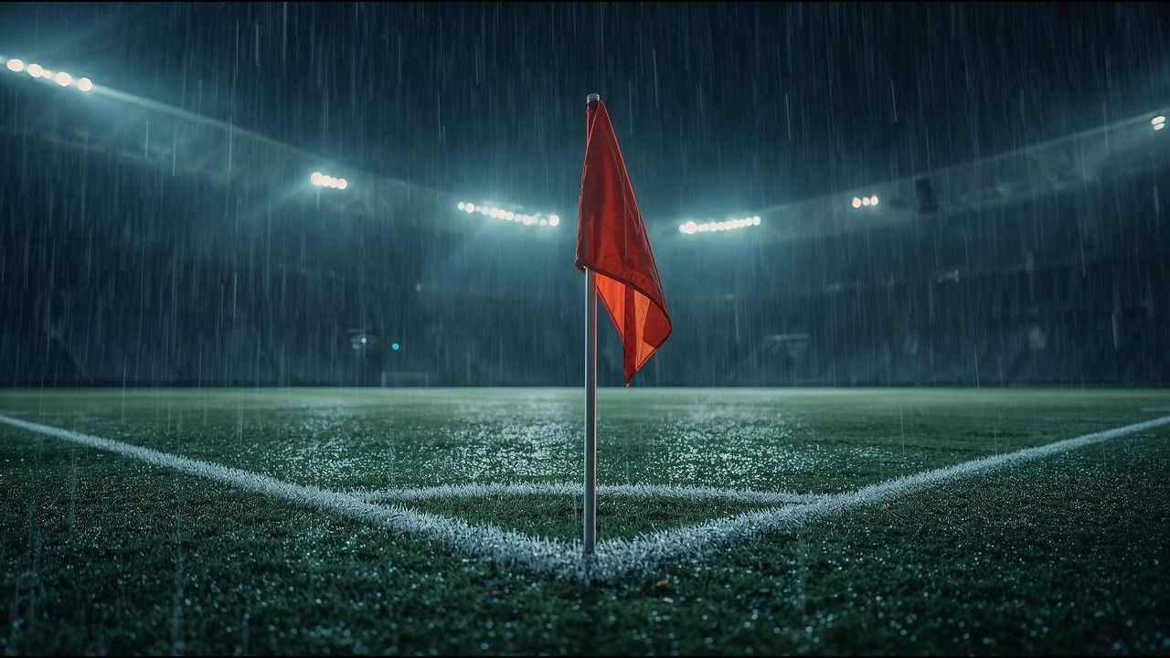 European Football Corner Flag in Rain Ambience (4K) | After The Whistle