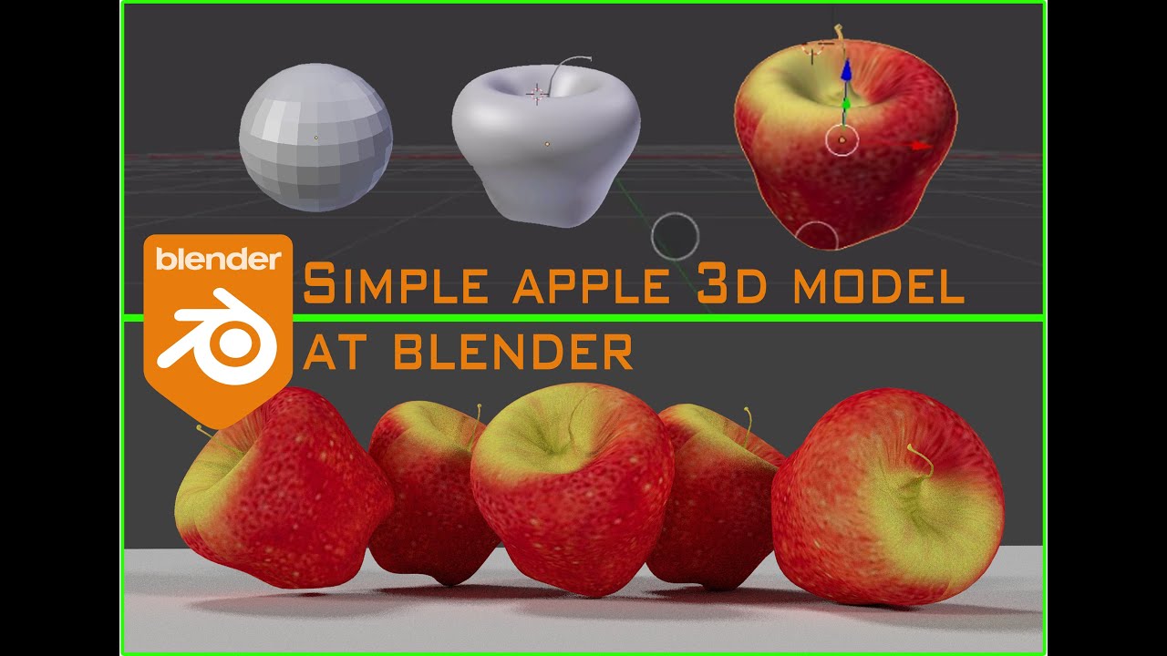 Simple apple 3D model at blender