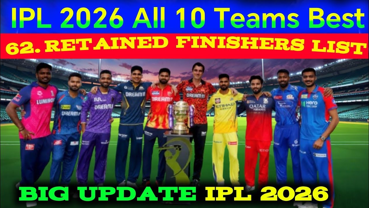 IPL 2026 All 10 Teams Best Retained Finishers List / IPL 2026 बेस्ट रिटेन फिनिशर्स की लिस्ट