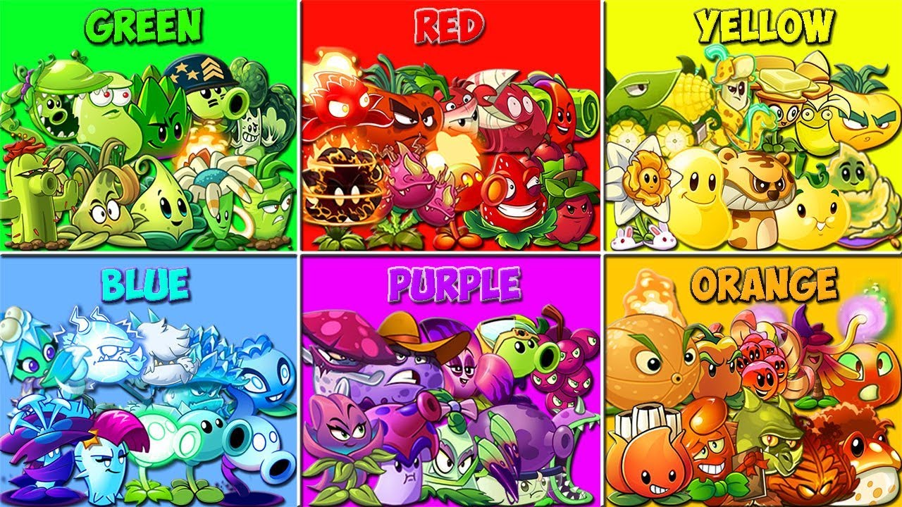 Tournament 6 Team GREEN x RED x YELLOW x BLUE x ORANGE x PURPLE - Who Will Win? - PvZ 2 Battlez