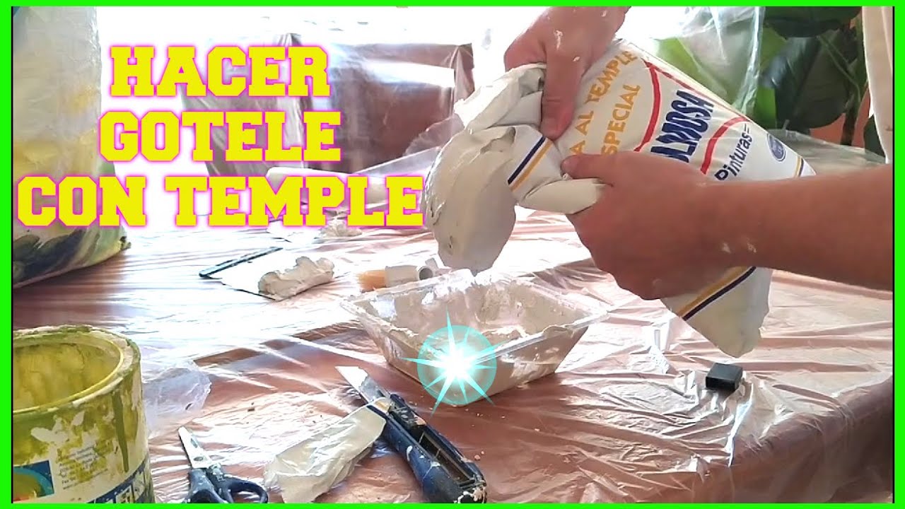 Como HACER GOTELE sin rodillo a mano con ESCOBILLA - mezcla de agua pintura temple
