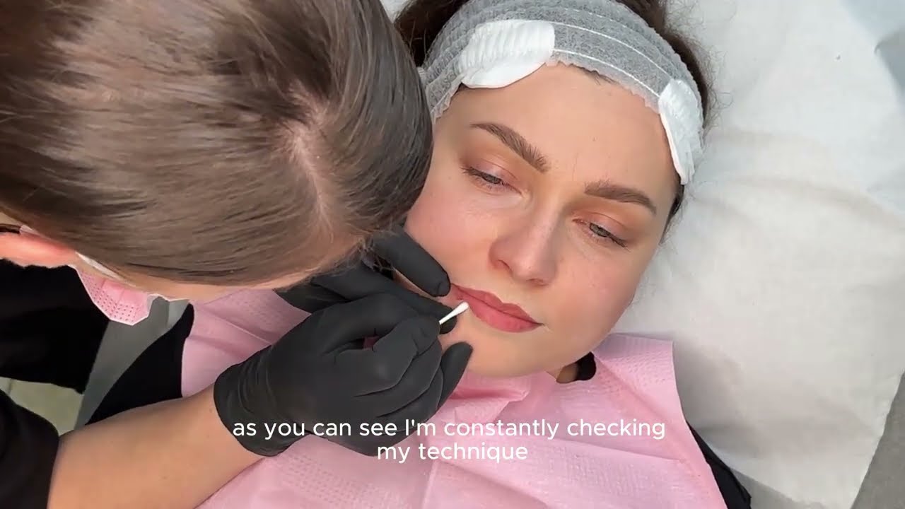Lip Blush - full lip permanent makeup procedure from start to finish