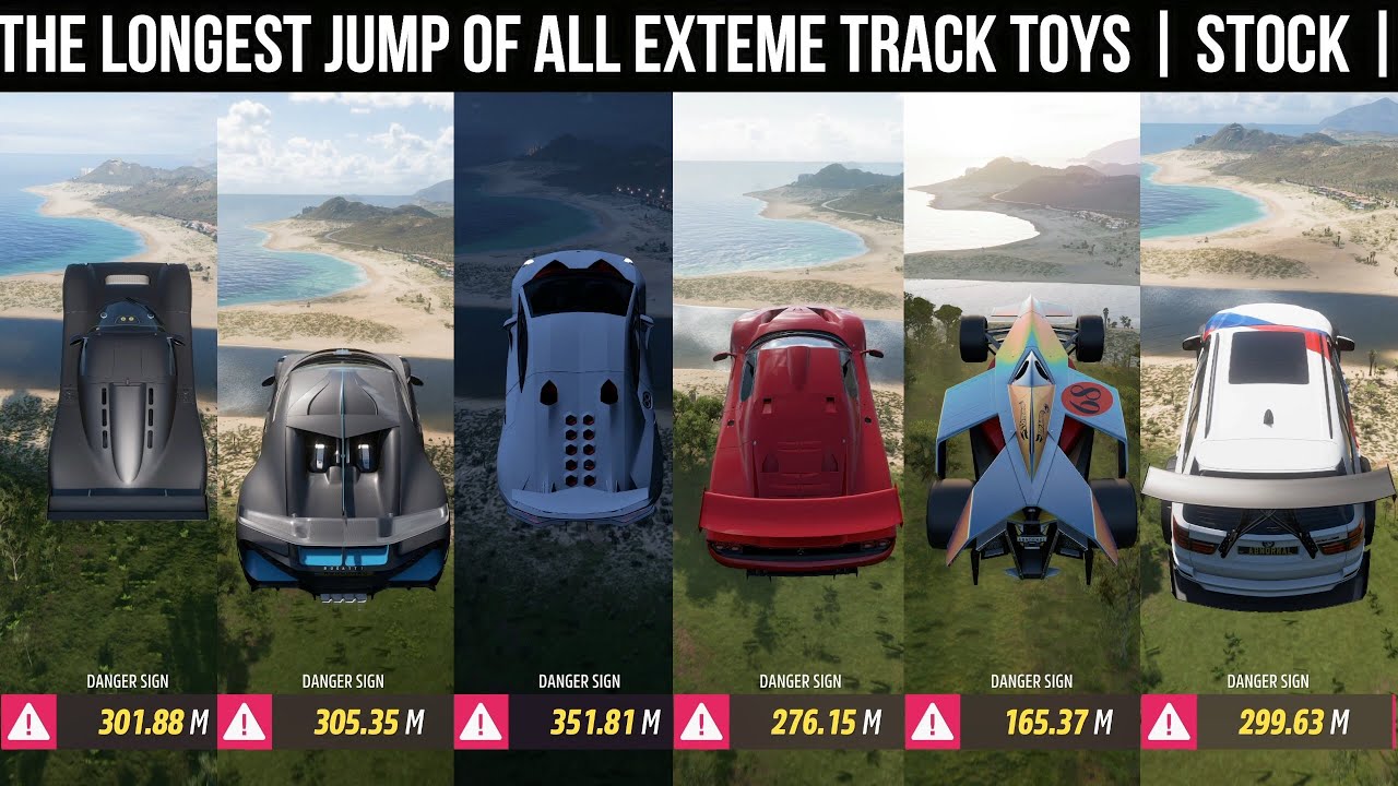 FORZA HORIZON 5 | WHICH EXTREME TRACK TOYS CARS COVERS THE LONGEST DISTANCE IN JUMP ??  | STOCK |