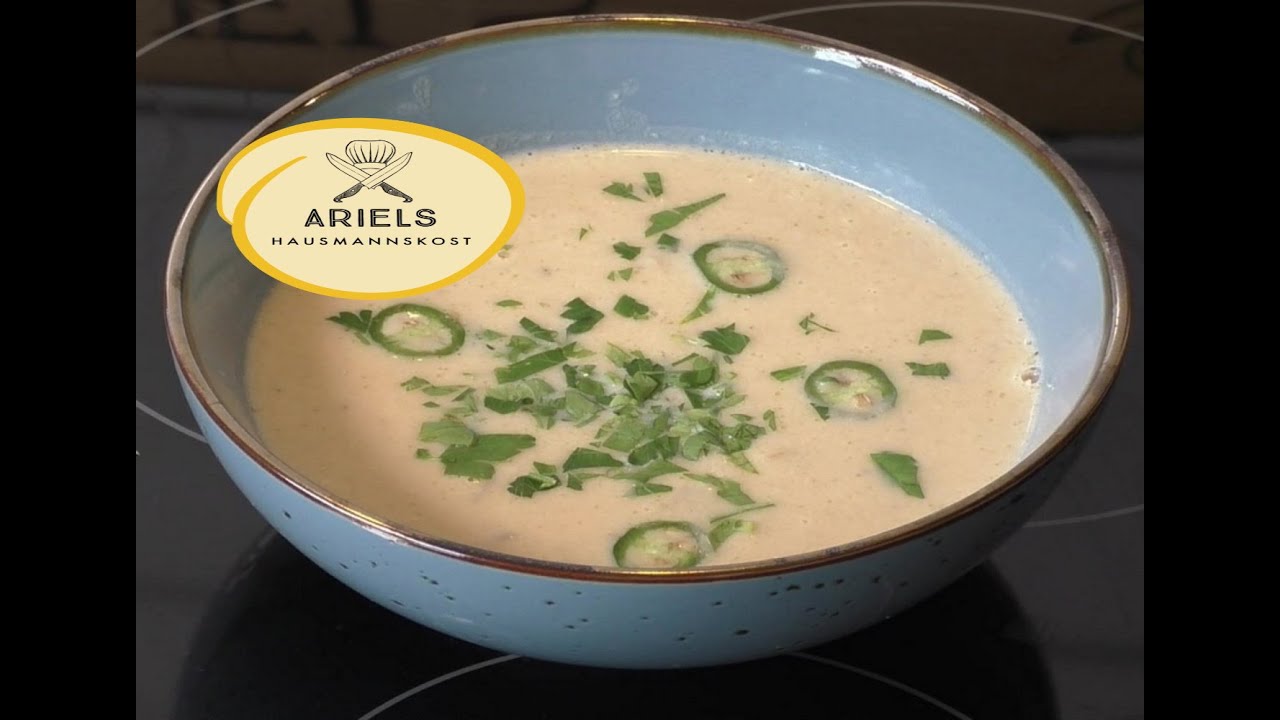 Schwarze Rettich Suppe mit Birne und Schwarzkümmel-Öl, Hausmannskost,